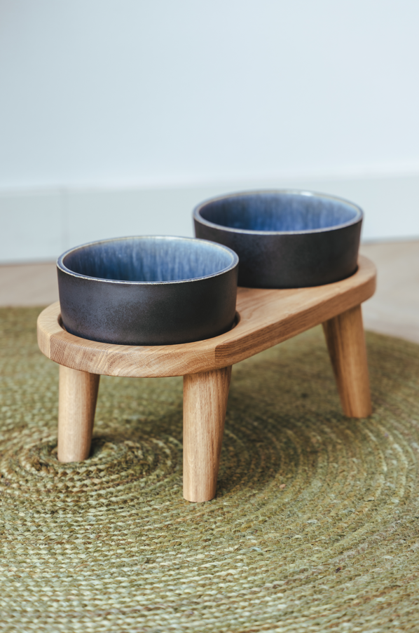 Wooden Tray for drink and food bowl size M (12cm legs)