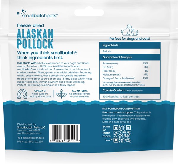 Smallbatch Pets Freeze-Dried Wild-Caught Alaskan Pollock Dog & Cat 1.25oz