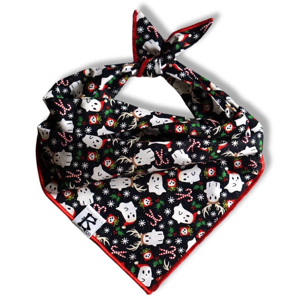"Ghosts of Christmas" Spooky Ghost Holiday Dog Bandana