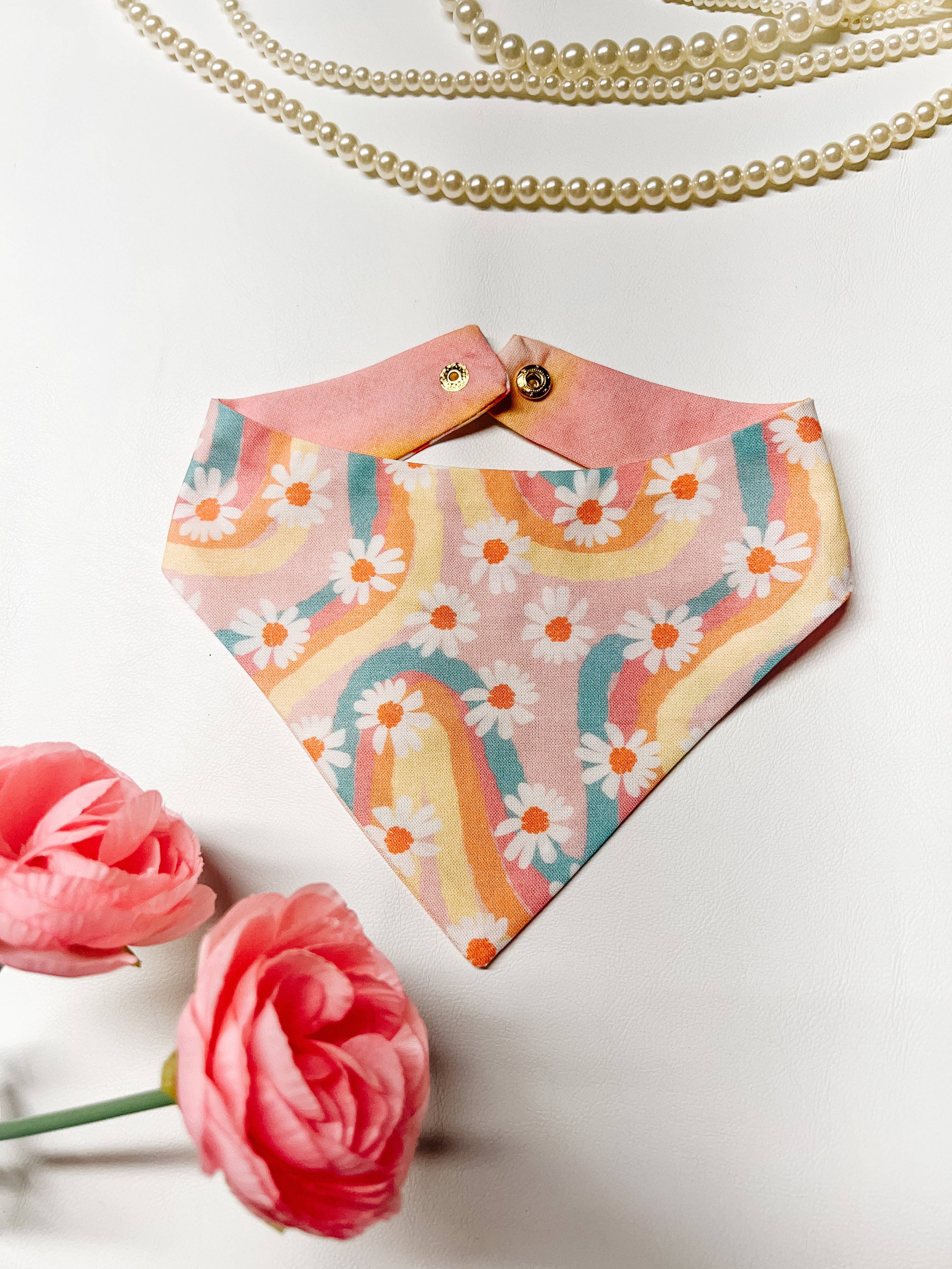 Retro Hippie Snap-On Reversible Bandana