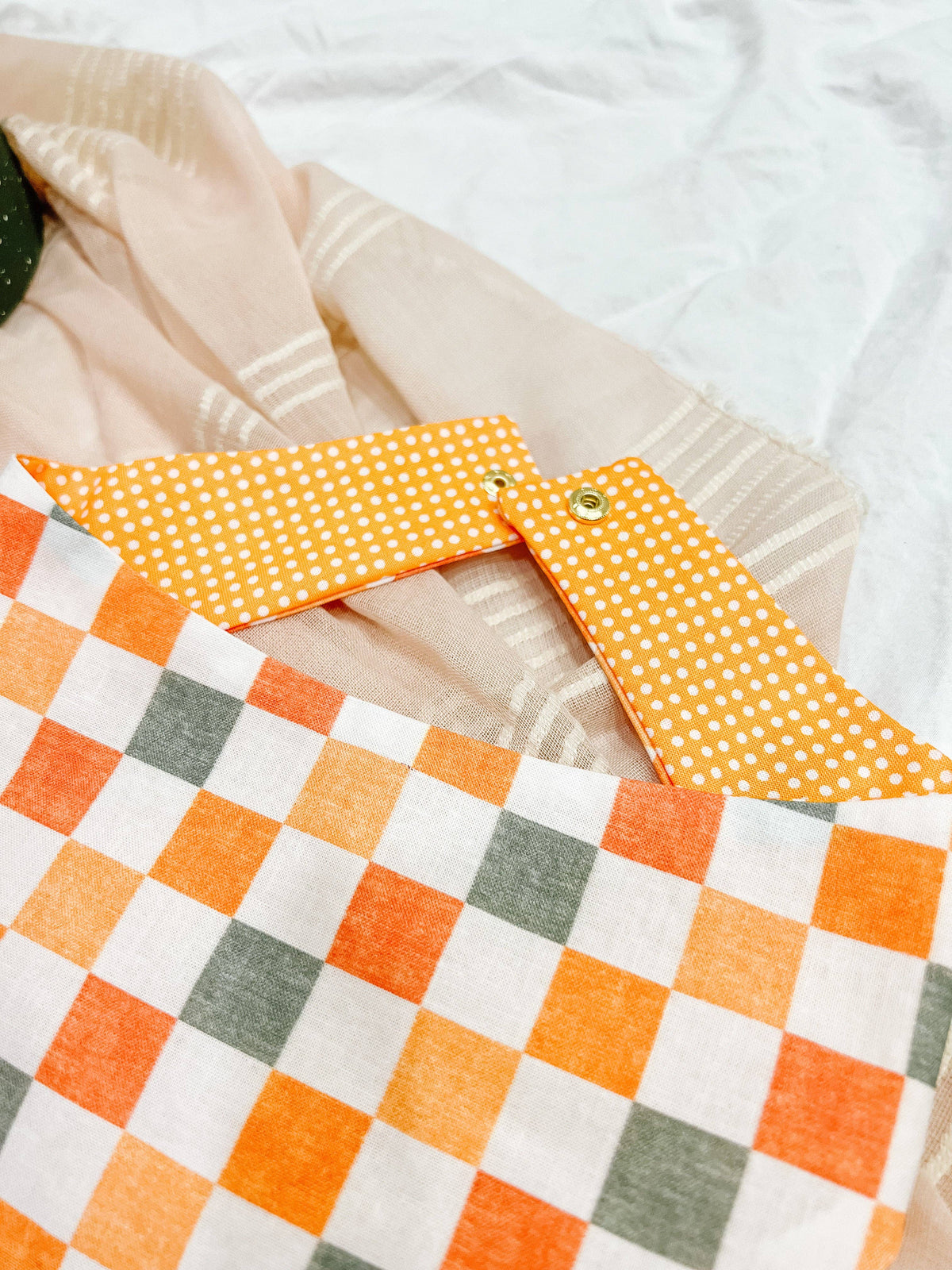 Stellaloo Fall Checkered Snap-On Reversible Dog Bandana