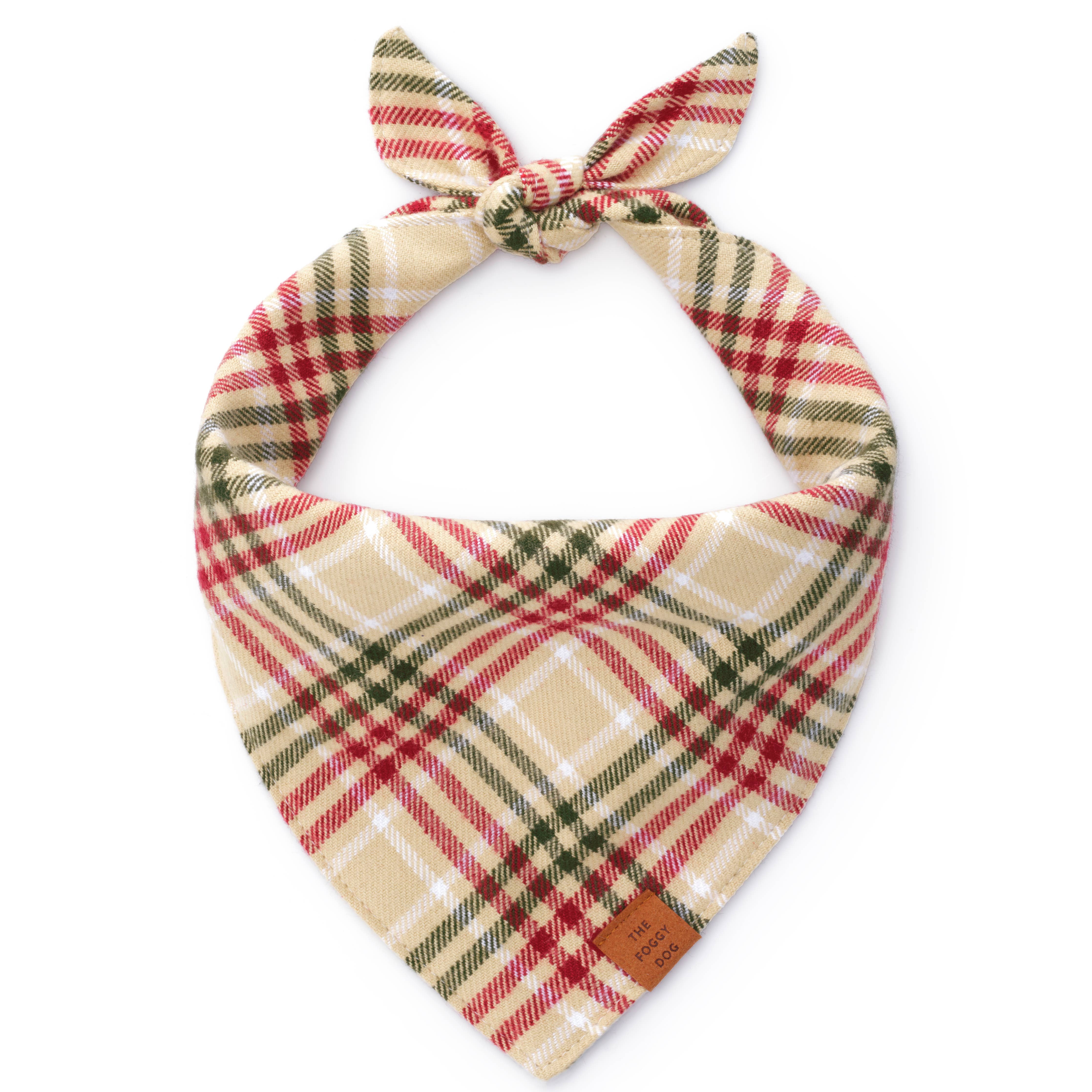 The Foggy Dog Eggnog Plaid Flannel Holiday Dog Bandana