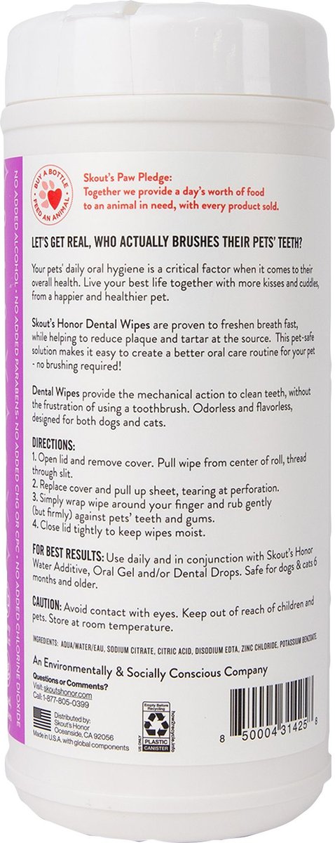Skout's Honor Pet Dental Wipes 50ct.