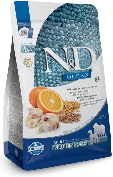 Farmina Dog N&D Ocean Codfish & Orange Ancestral Grain Medium & Maxi Adult