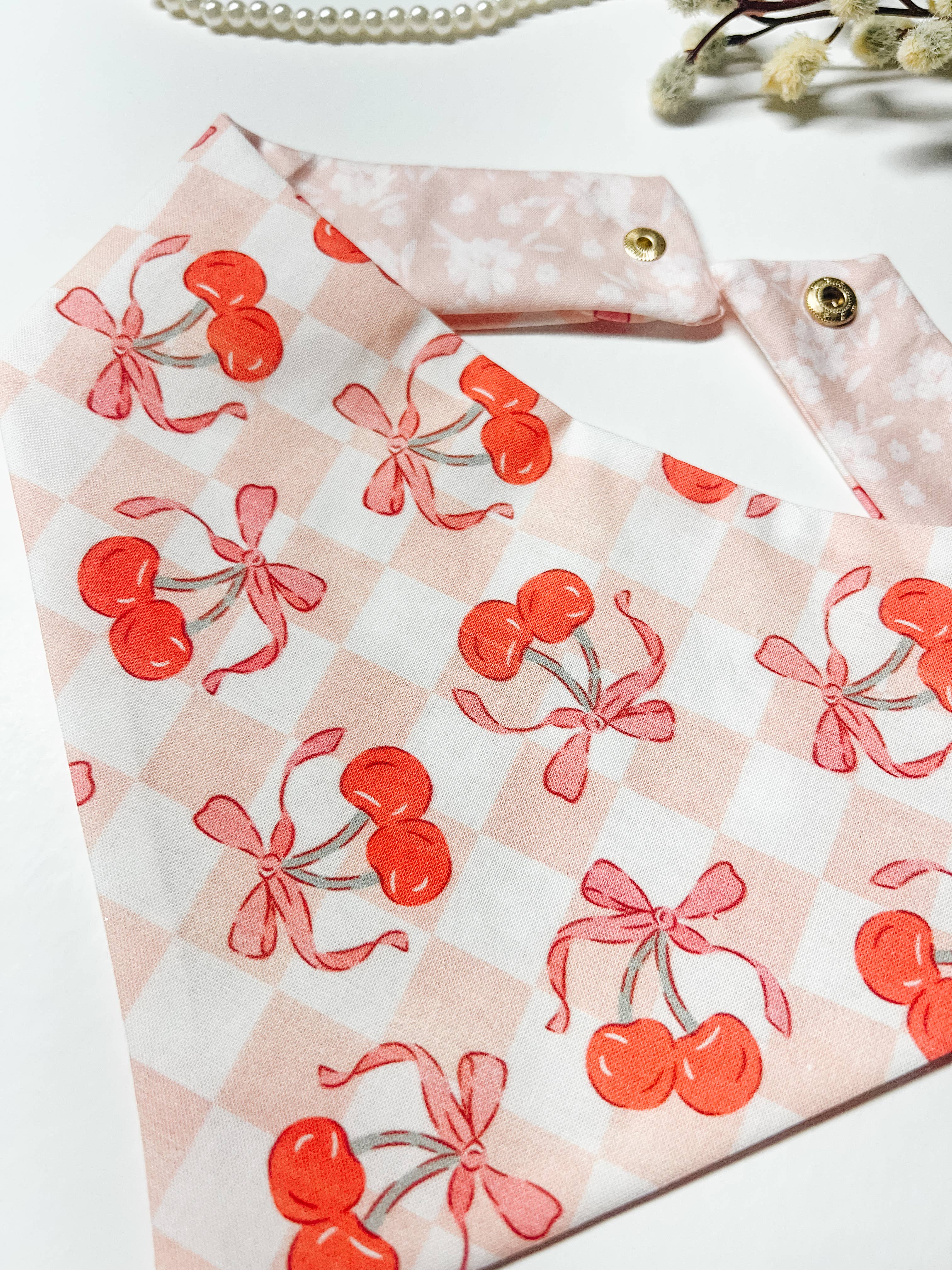 Stella Loo Coquette Cherry Snap-On Reversible Bandana