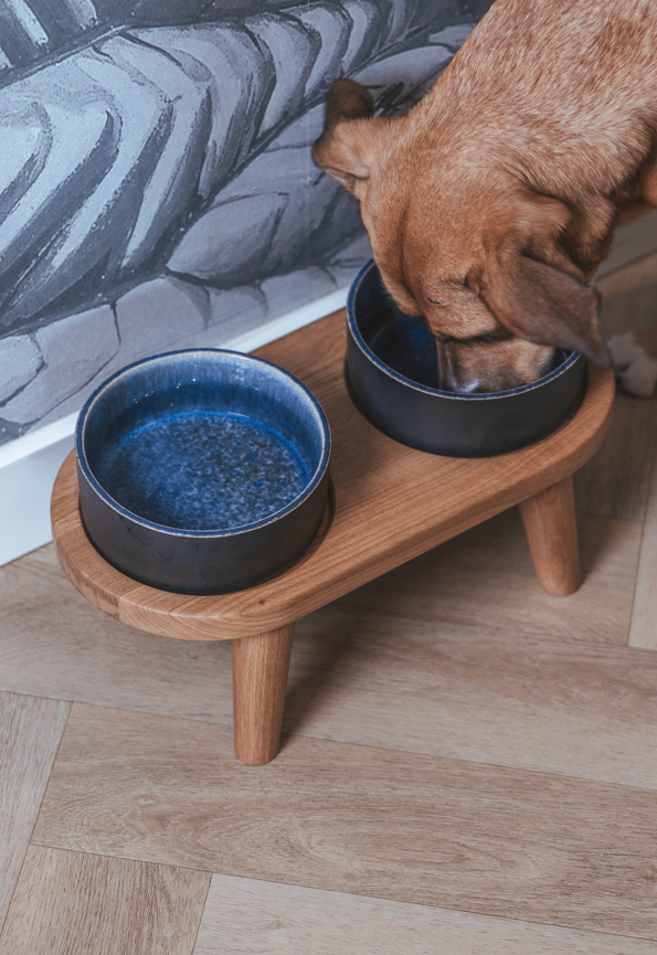 Wooden Tray for drink and food bowl size M (12cm legs)