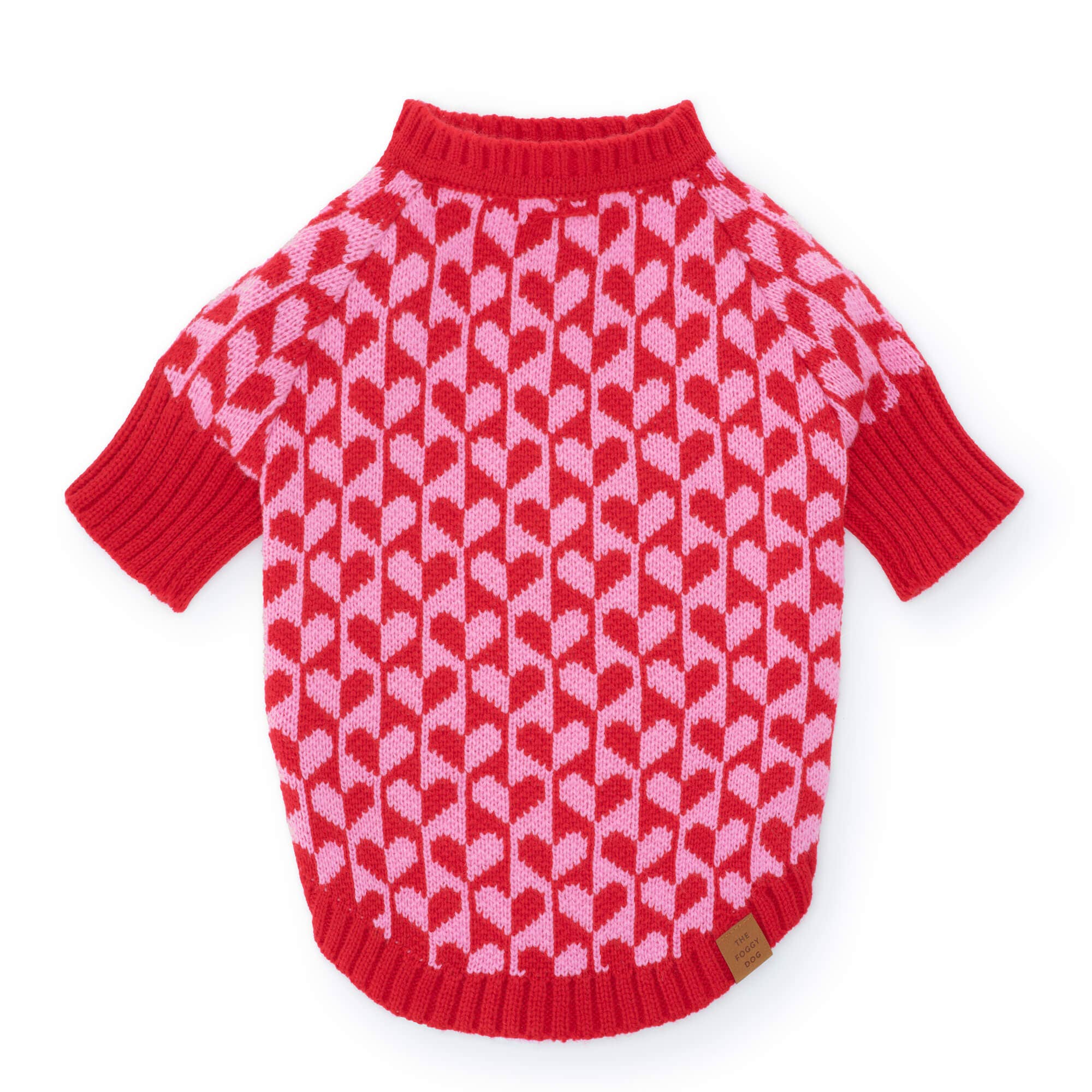 Guinevere Red Hearts and Snowflakes Dog Sweater