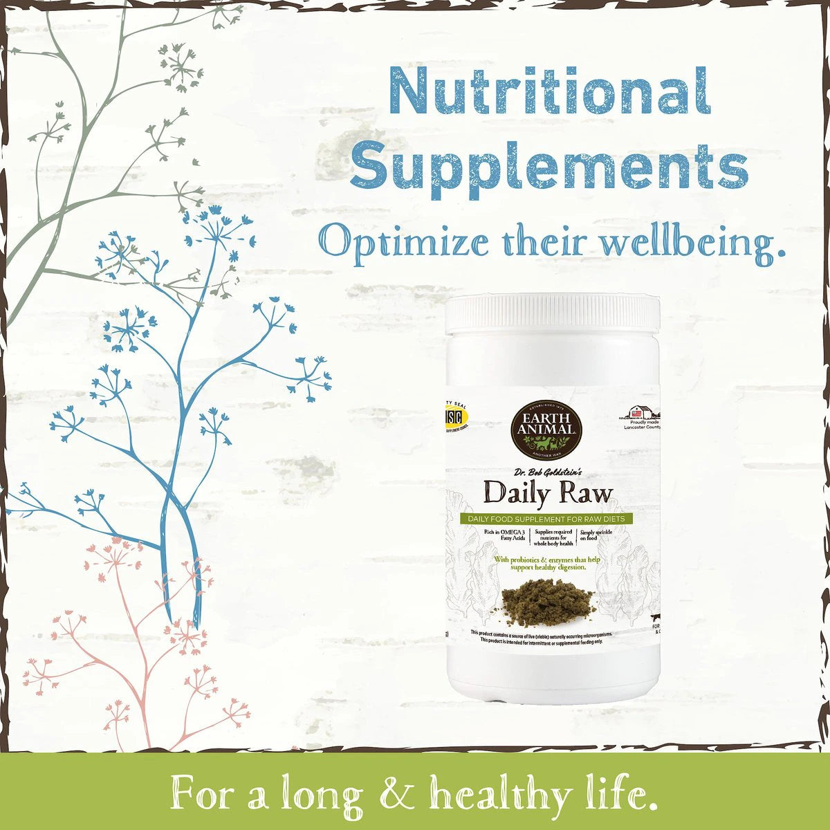 Earth Animal Dog Cat Daily Raw Food Supplement 1lbs