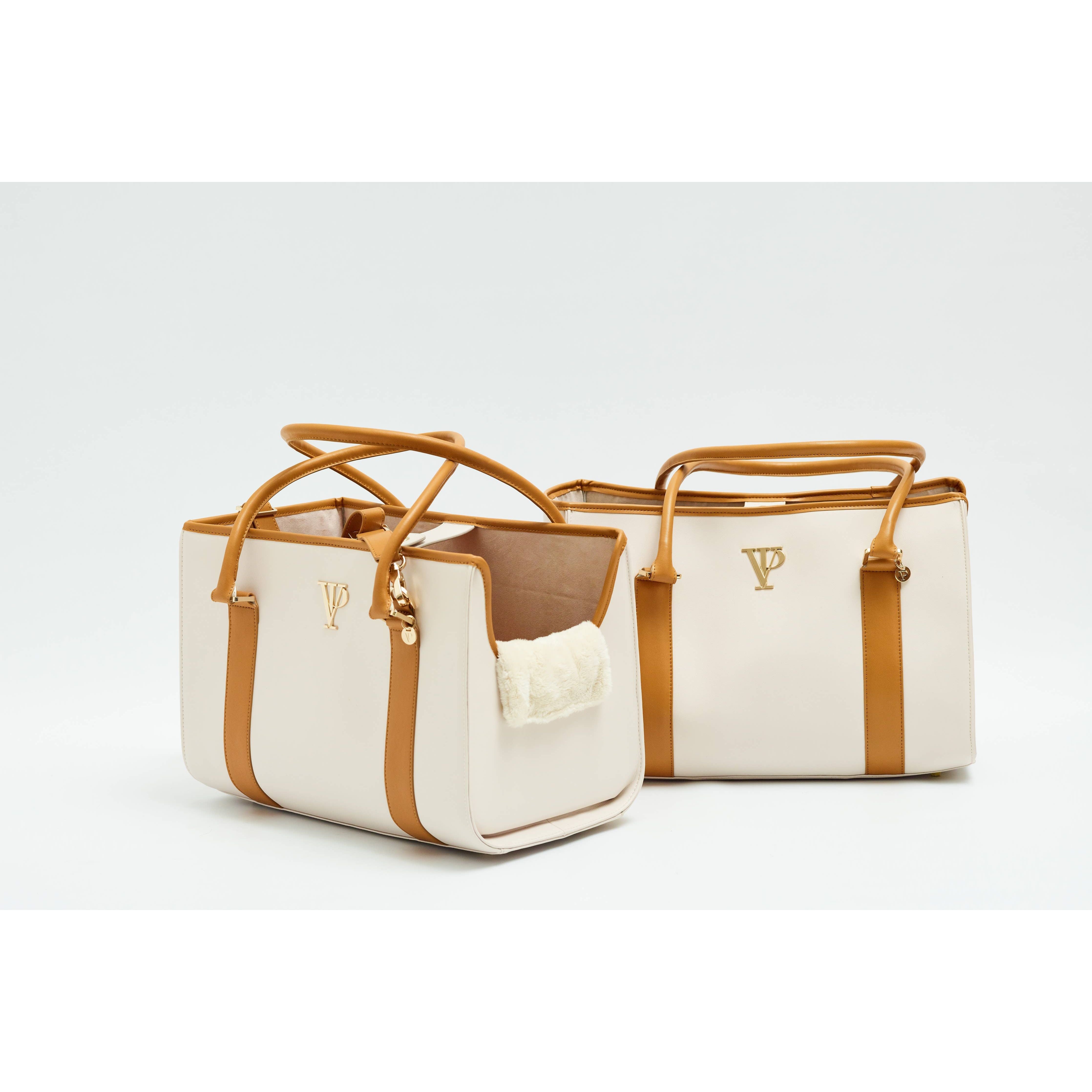 The V.I.PUP Collection Denim Victorian 88 & Gold Dog Carrier