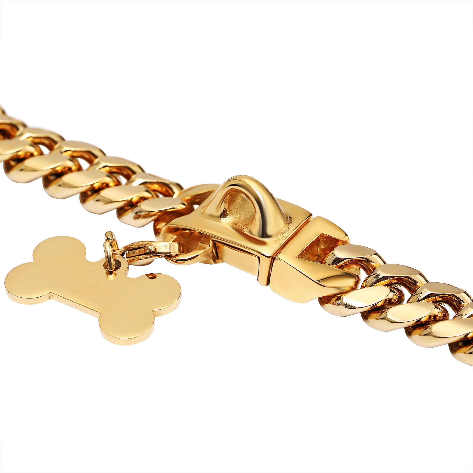 Vudeco Tarvos Gold Chain Dog Collar with Secure Snap Buckle - 19mm