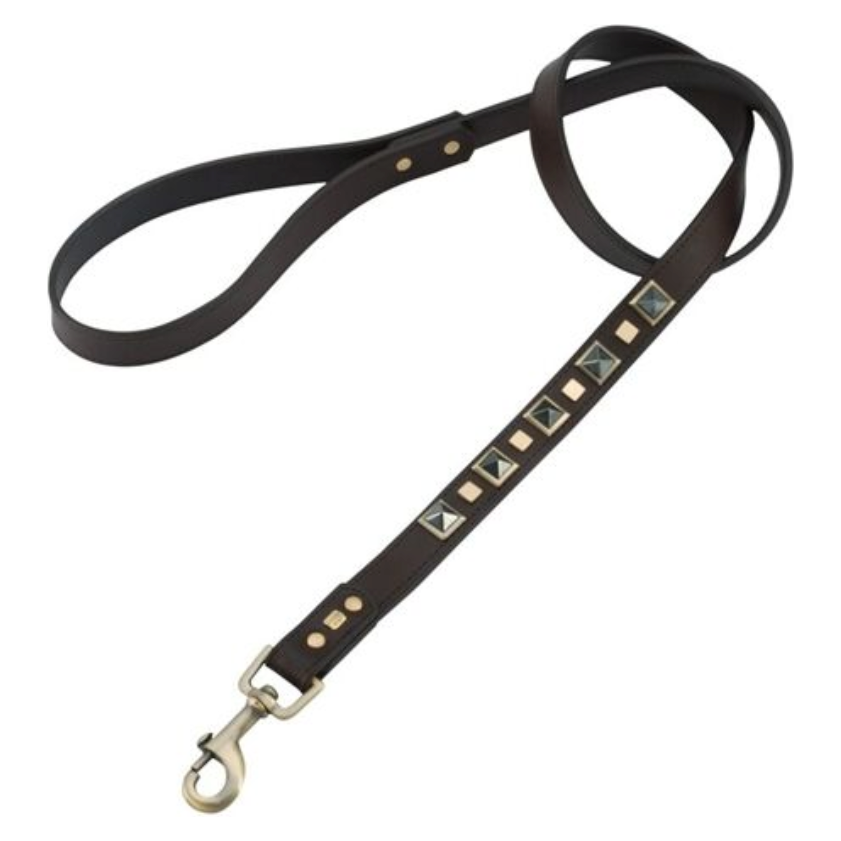 Dosha Dog Rock and Roll Collar/Leash -  Brown, Hematite