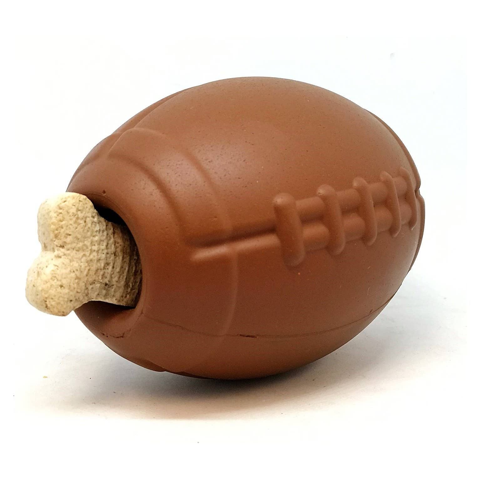 SodaPup Football Durable Rubber Chewy Toy and Treat Dispenser