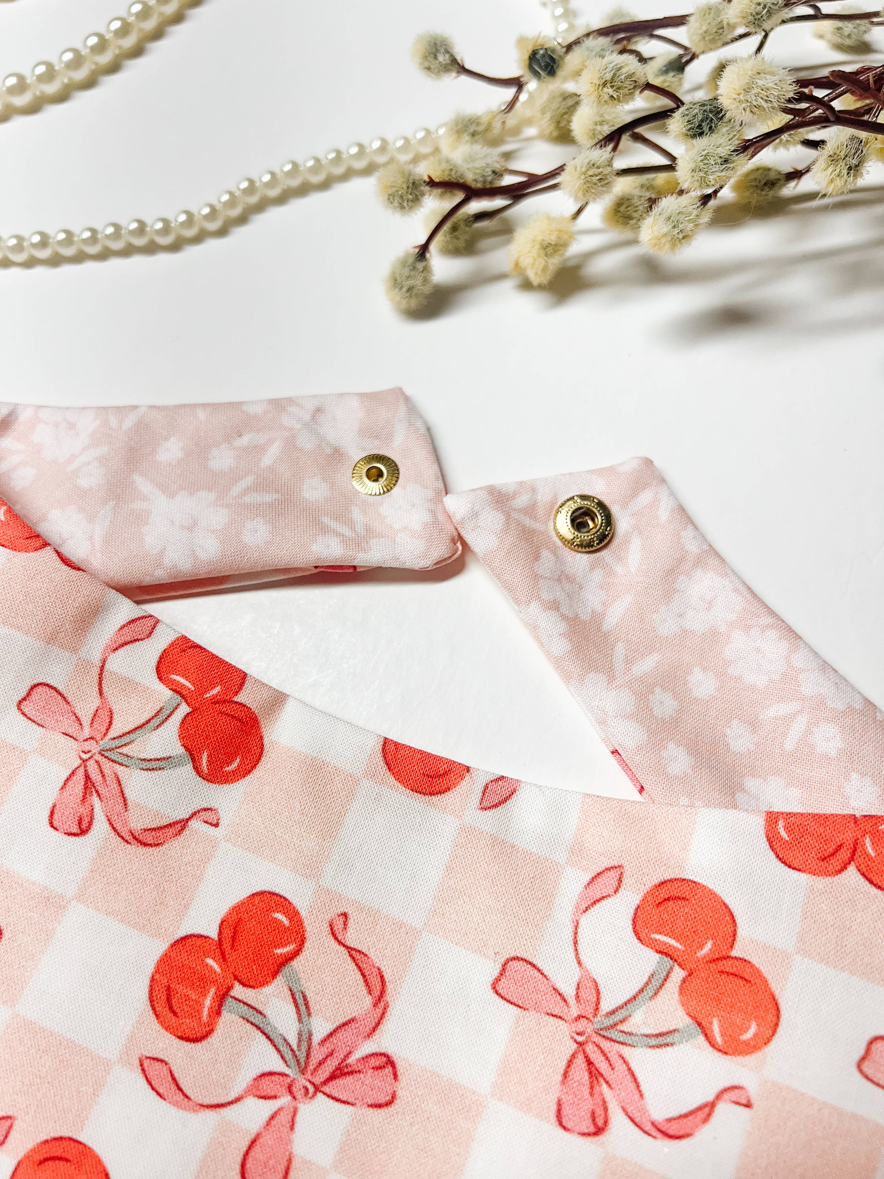 Stella Loo Coquette Cherry Snap-On Reversible Bandana