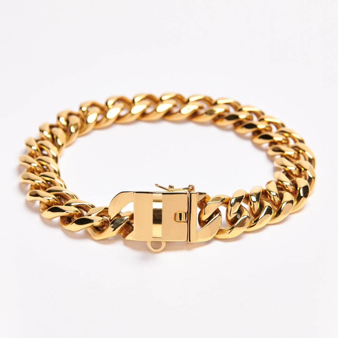 SparkPaws Cuban Link Chain Dog Collar - Gold