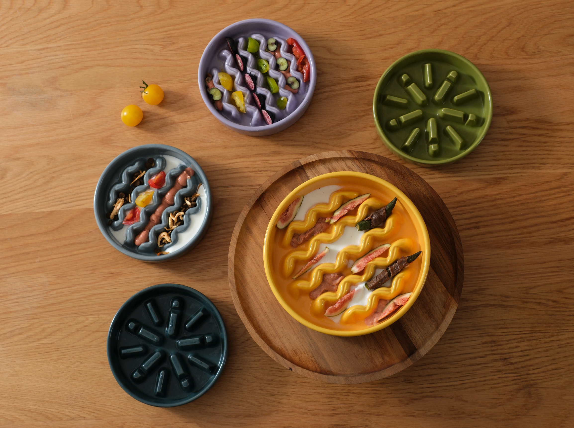 Pehom Macaroni Slow Feeder Dog Bowls - Purple