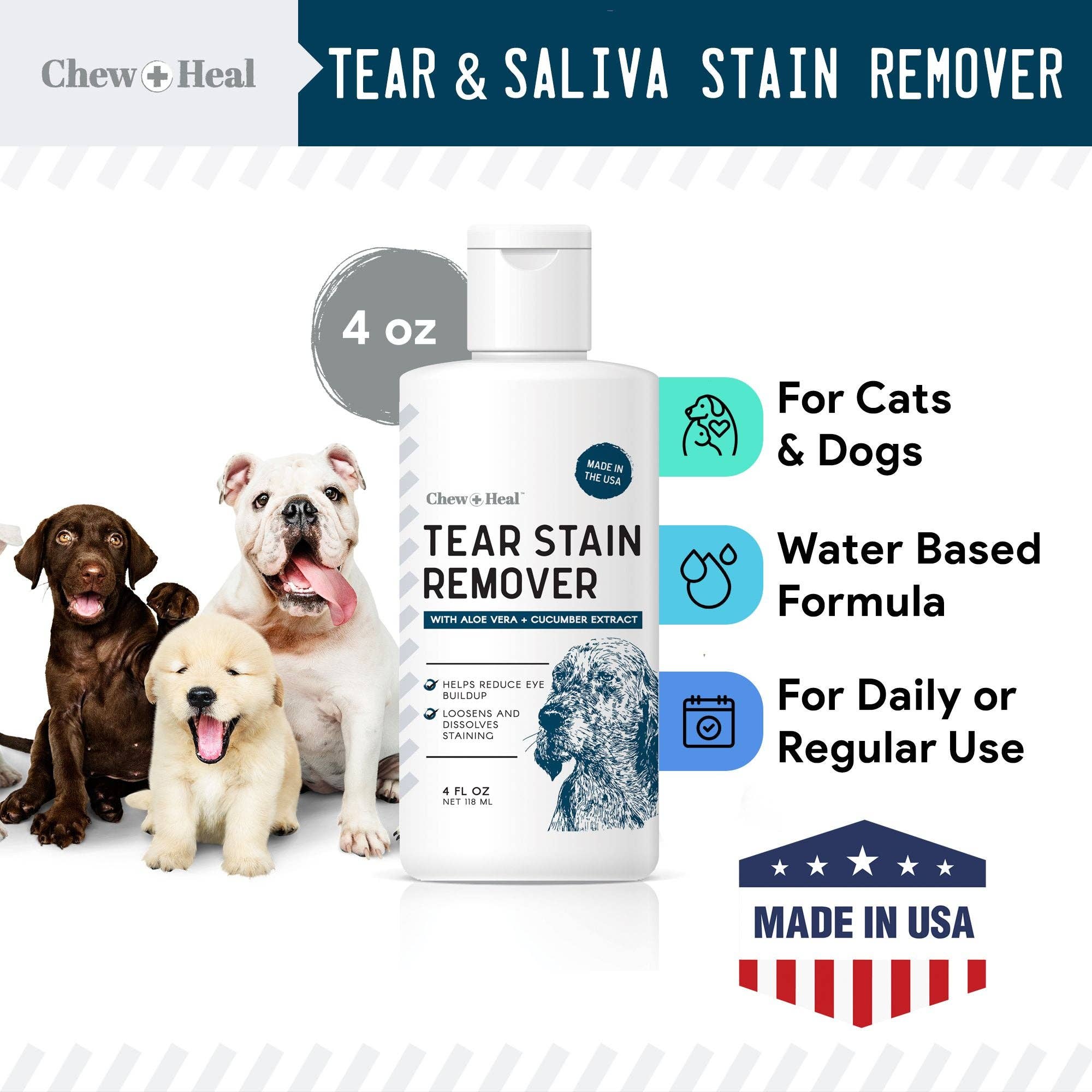 Chew + Heal Tear Stain Remover for Dogs & Cats