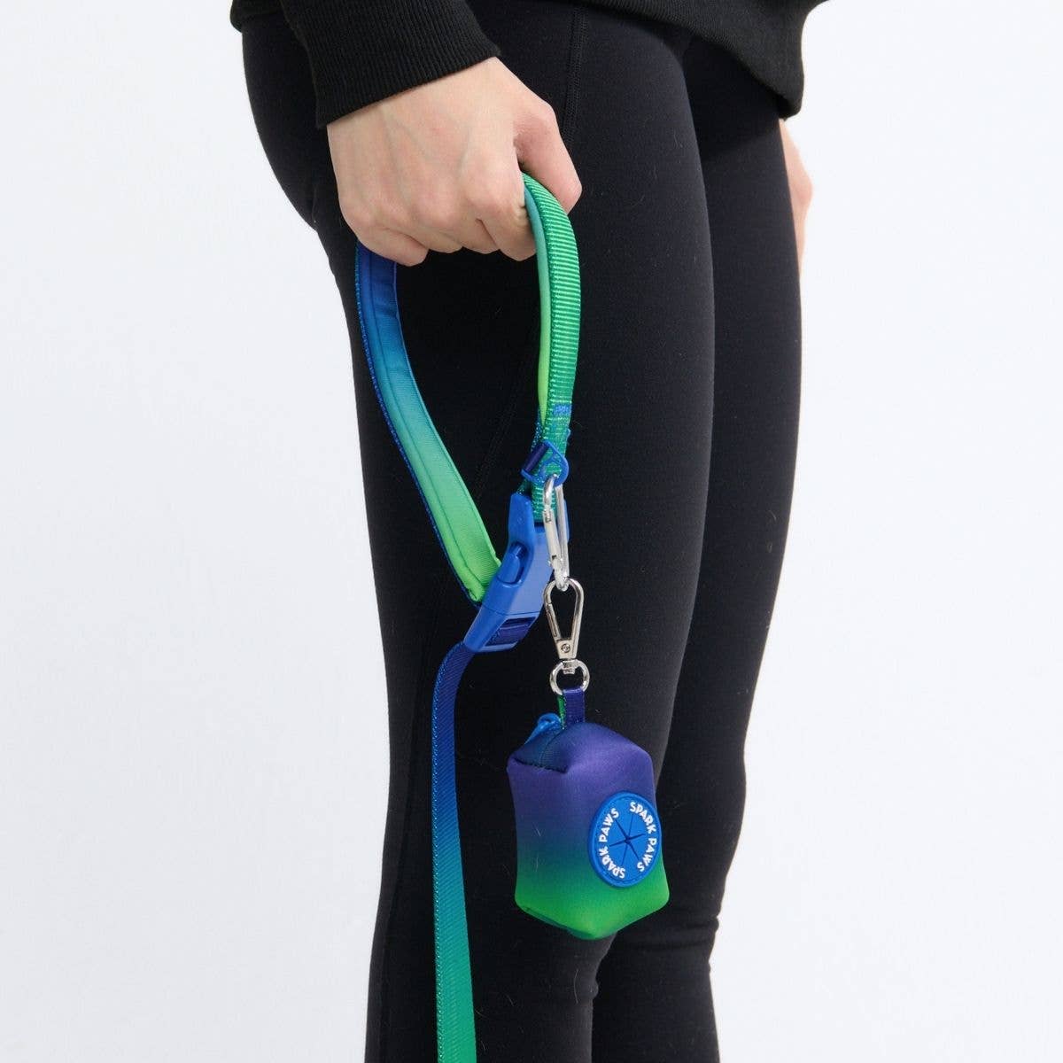 Spark Paws Multipurpose Seatbelt Handsfree Leash & Poop Bag Holder Set - Lime Wave