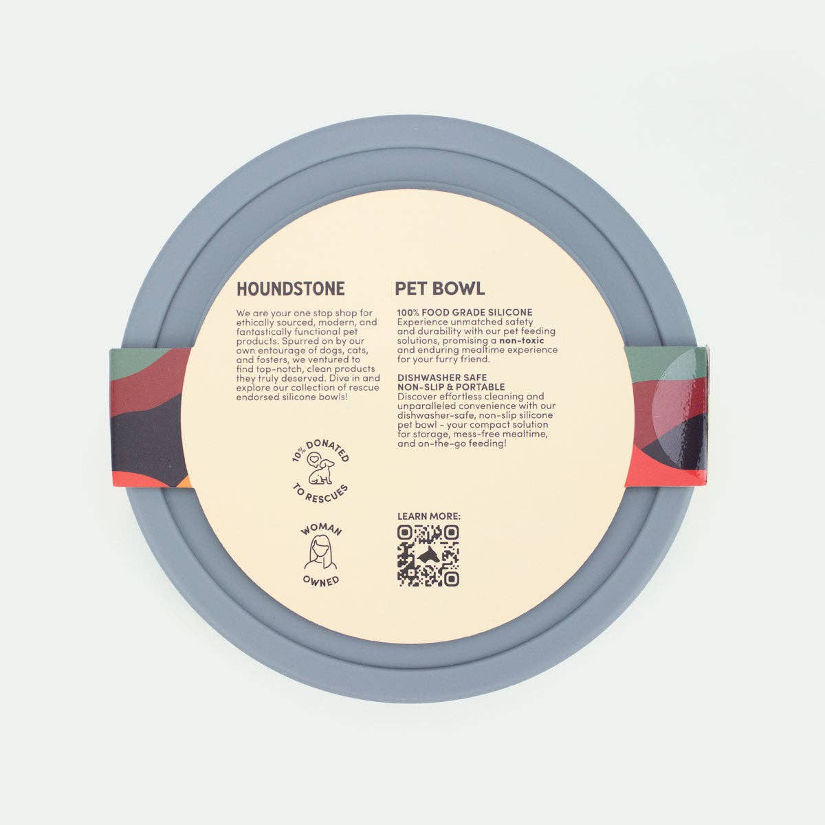 Houndstone Silicone Dog Bowl - Slate Grey
