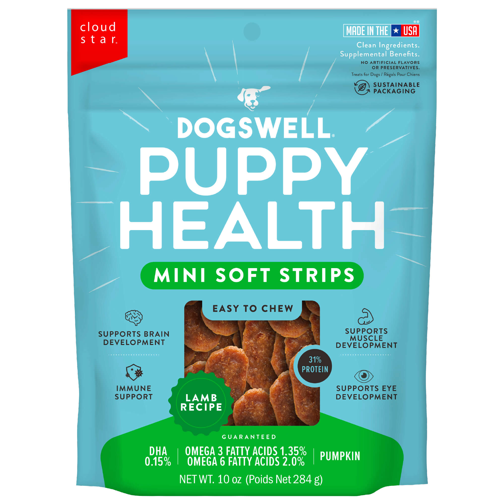 Dogswell Puppy Health Mini Soft Strips Lamb