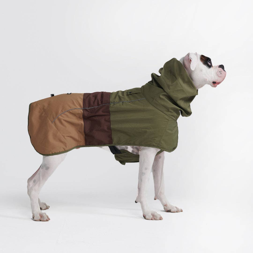 SparkPaws Breatheshieldâ„¢ Dog Raincoat - Green Brown Tan