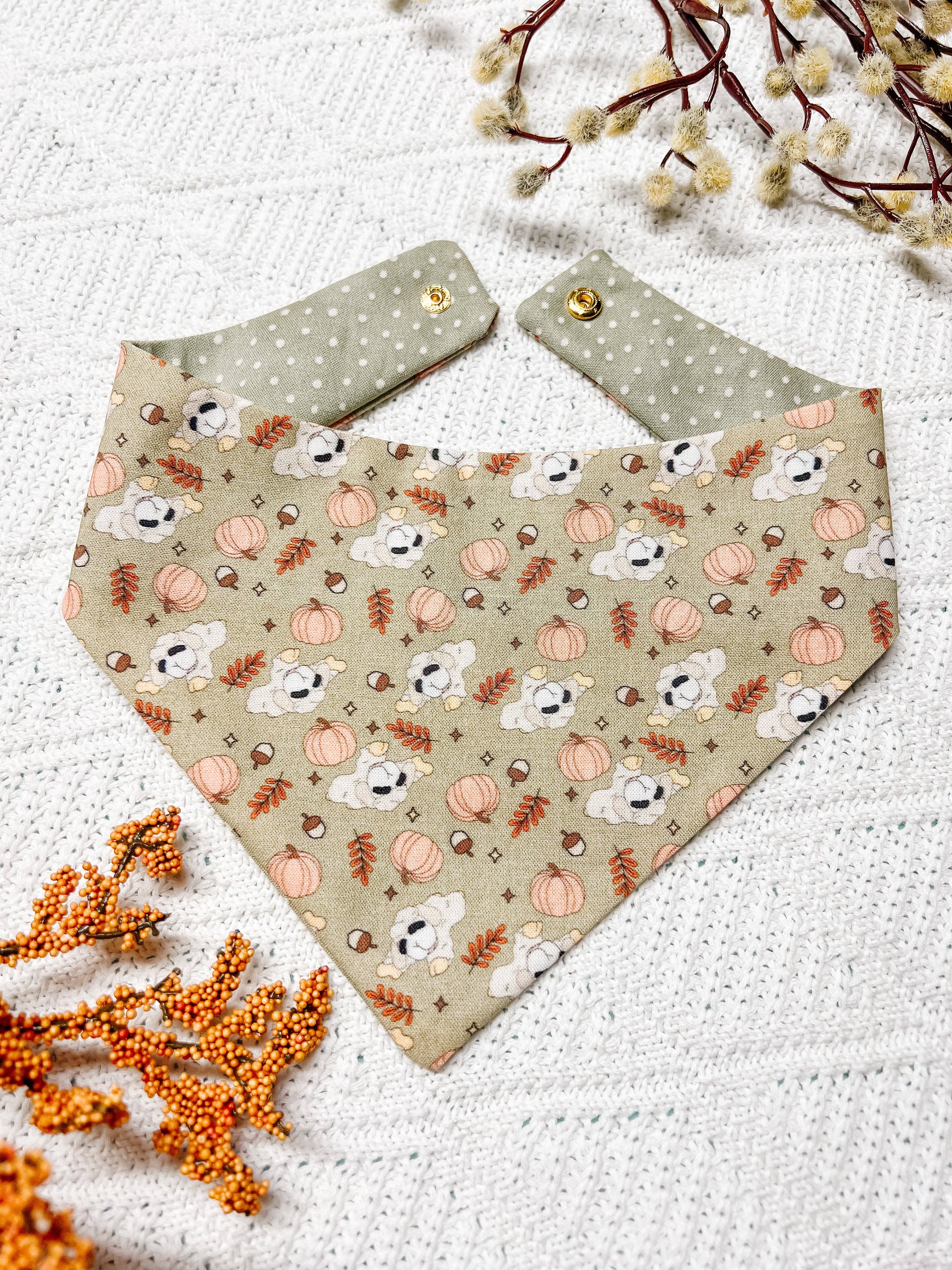 Stellaloo Fall Lamb Snap-On Reversible Dog Bandana