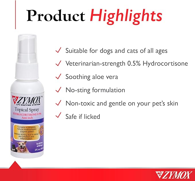Zymox Topical Spray oz Bottle with 0.5% Hydrocortisone