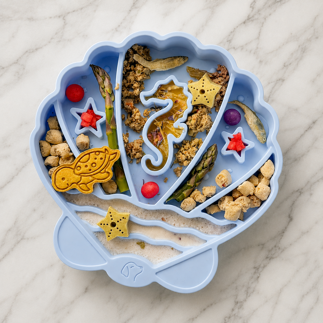 Pawsome Tails Seashell Slow Feeder Bowl | Mist