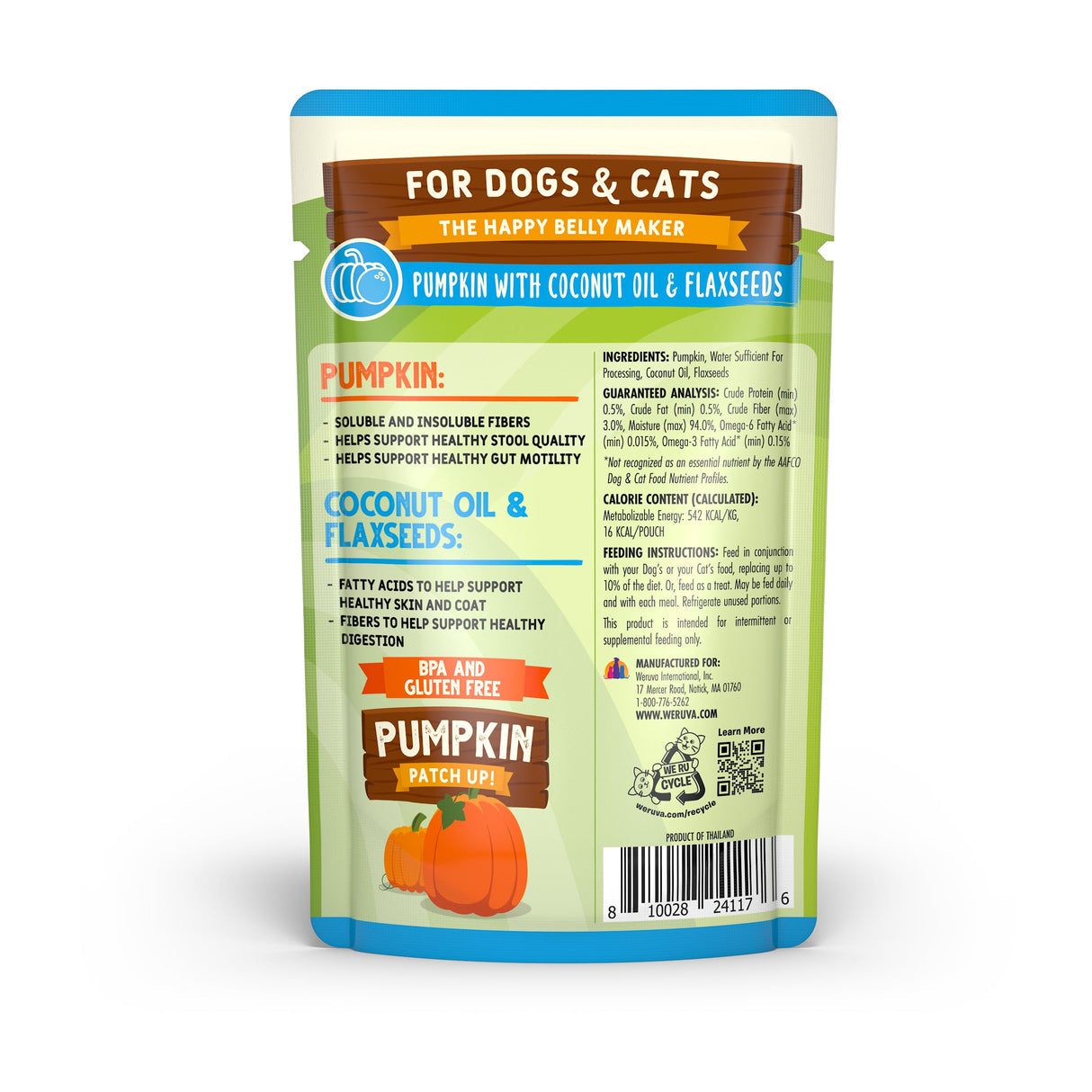 Weruva Dog Cat Pumpkin with Coconut Oil & Flaxseeds 2.8oz Pouch