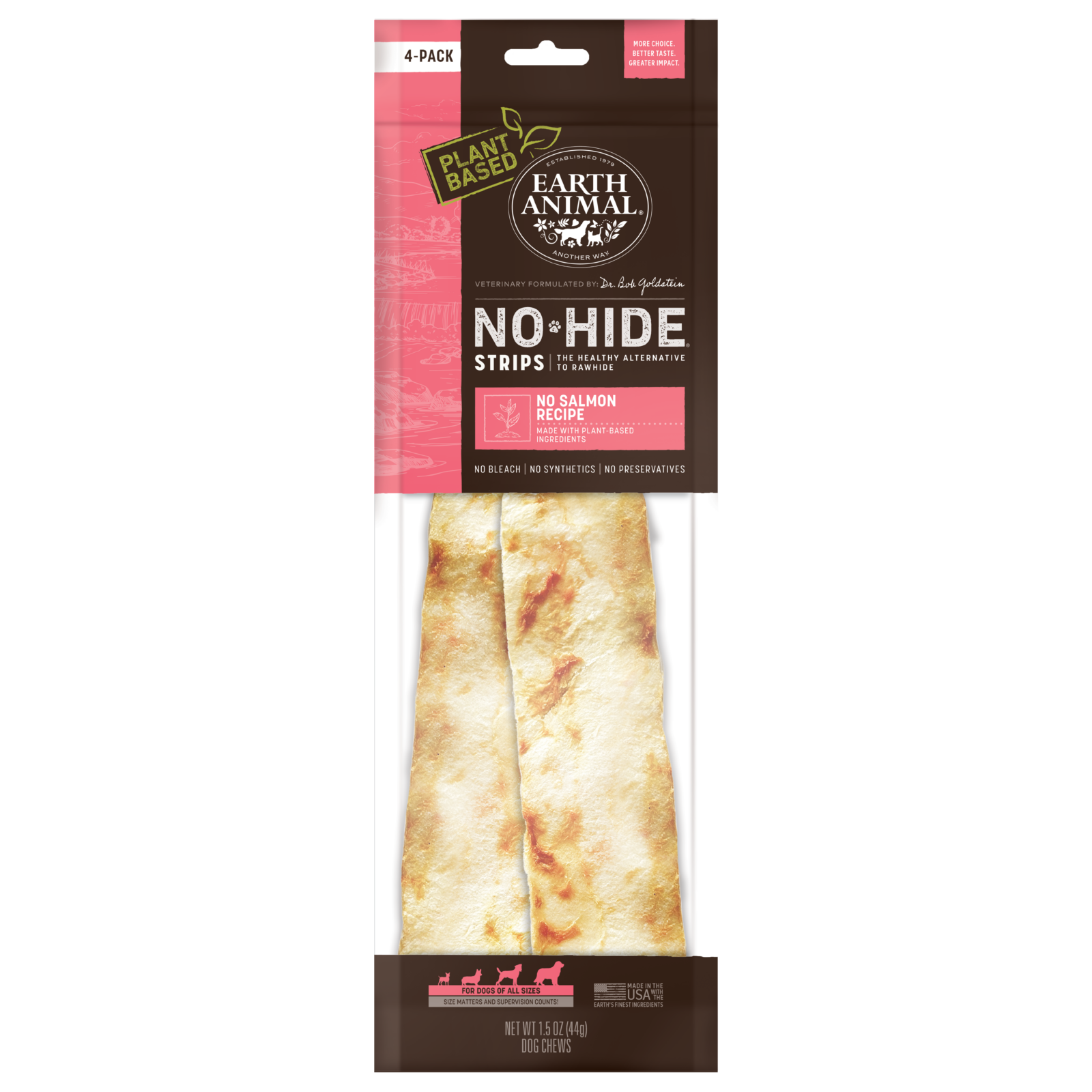 Earth Animal Dog No Hide No Salmon Strips 4-Pack