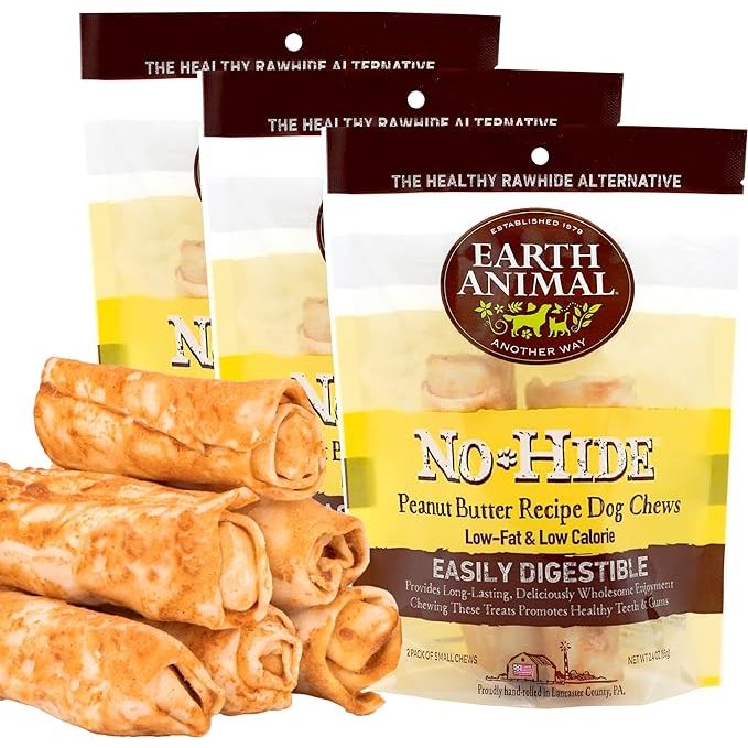 Earth Animal Dog No Hide Peanut Butter Chews 4" 2-Pack