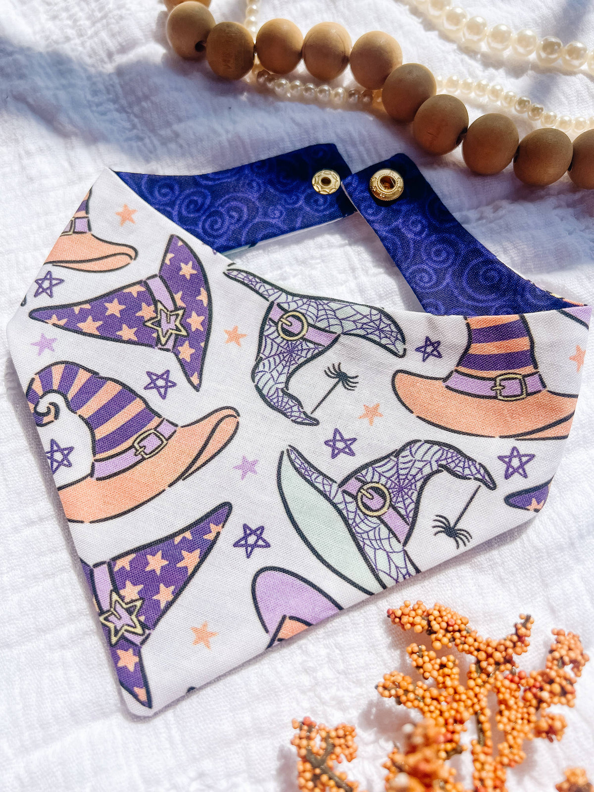 Stellaloo Halloween Witch Snap-On Reversible Dog Bandana