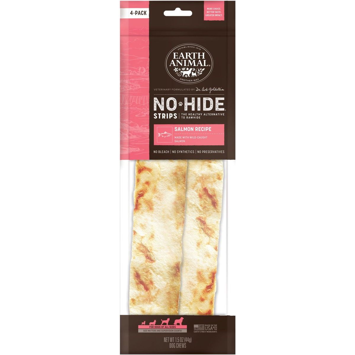Earth Animal Dog No Hide Salmon Strips 4-Pack