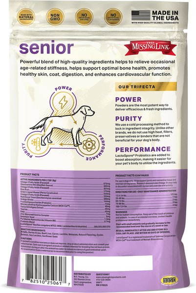 Missing Link Ultimate Canine Senior Health Formula Dog Supplement 1lbs