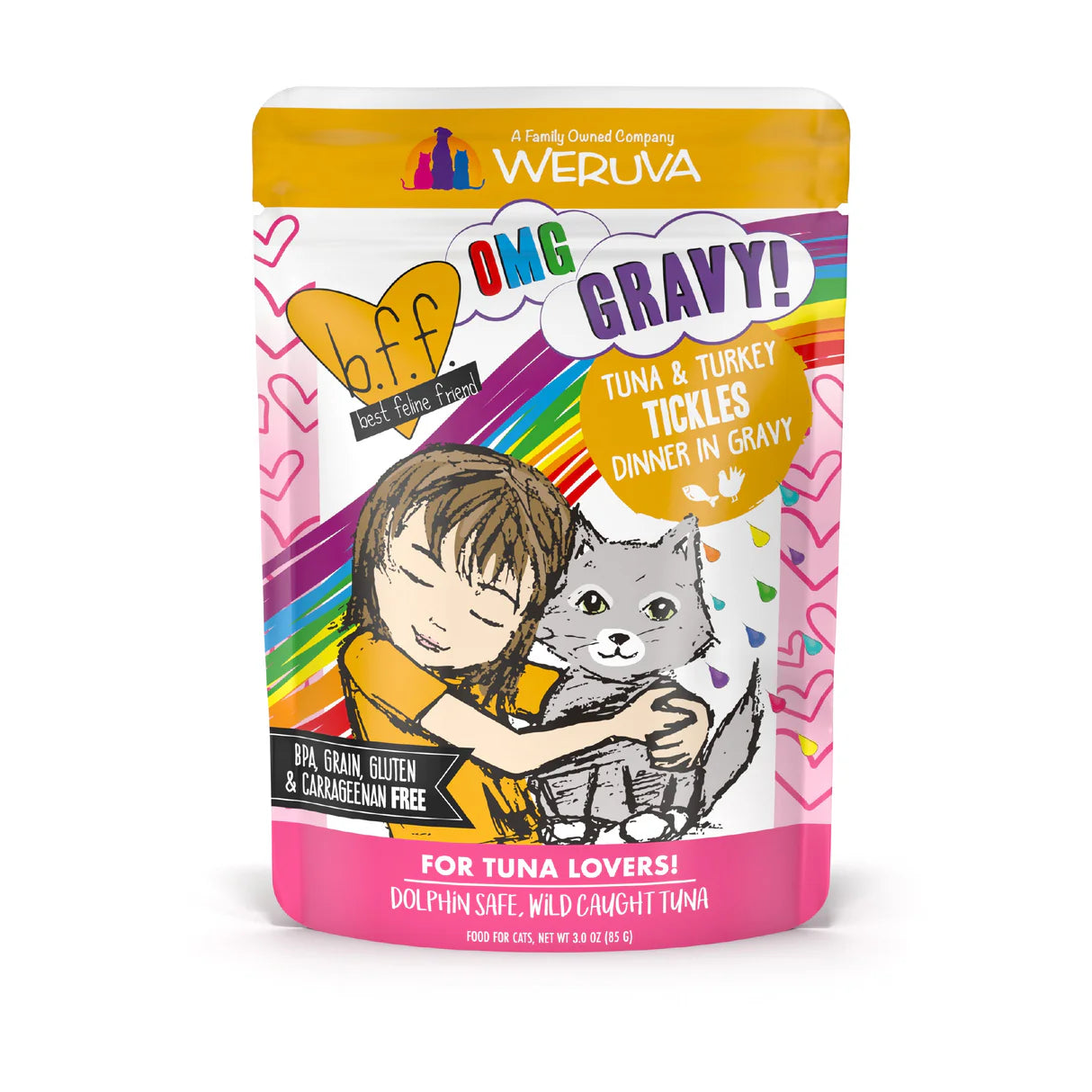 Weruva BFF OMG GRAVY Tuna & Turkey Dinner in Gravy Wet Cat Food Pouch, 3-oz