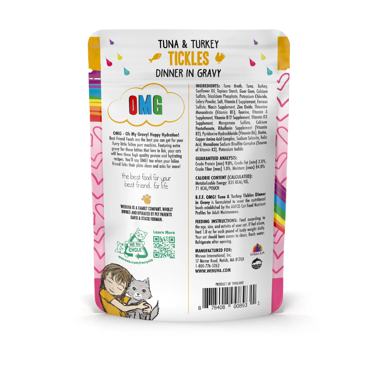 Weruva BFF OMG GRAVY Tuna & Turkey Dinner in Gravy Wet Cat Food Pouch, 3-oz