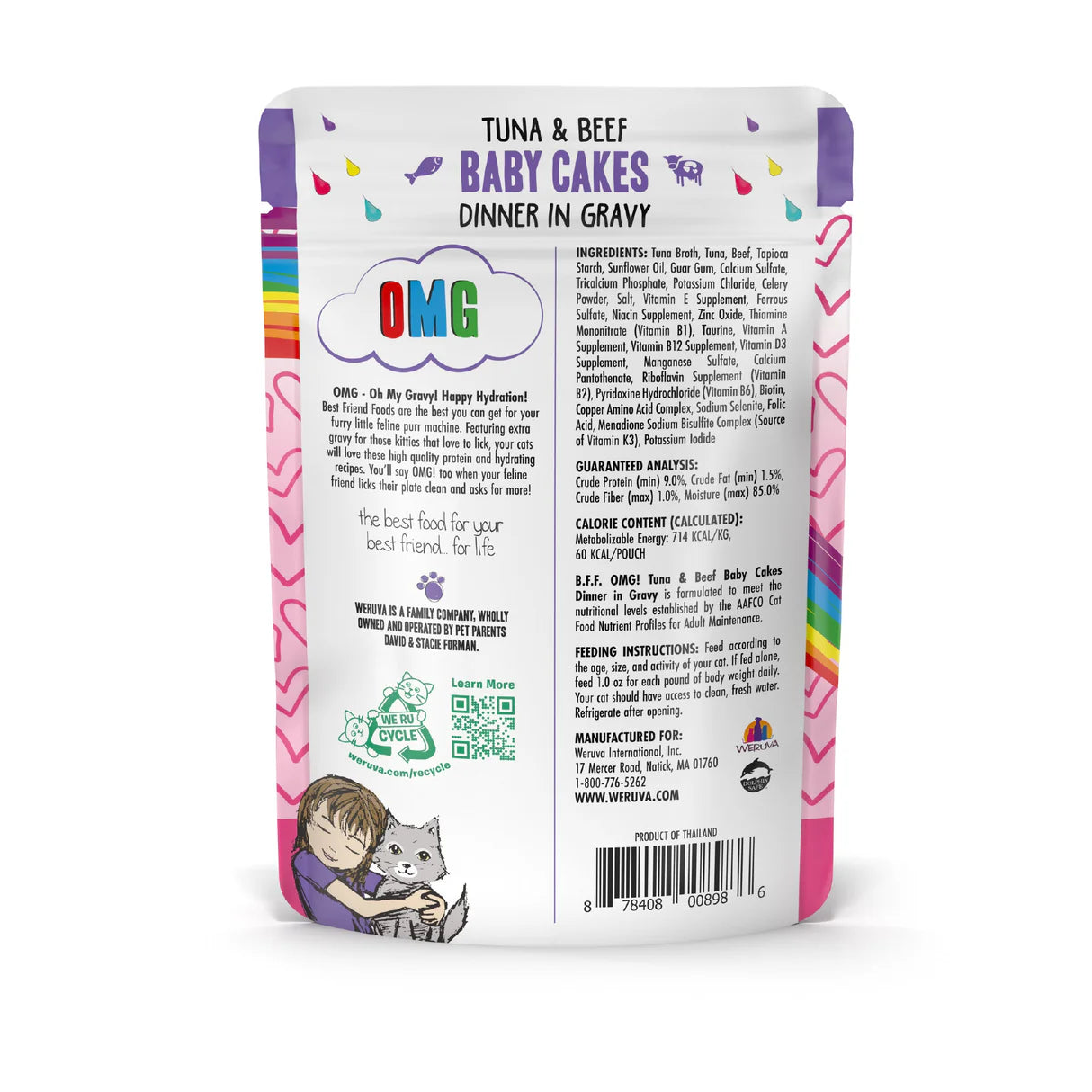 Weruva BFF OMG GRAVY Tuna & Beef Dinner in Gravy Wet Cat Food Pouch, 3-oz