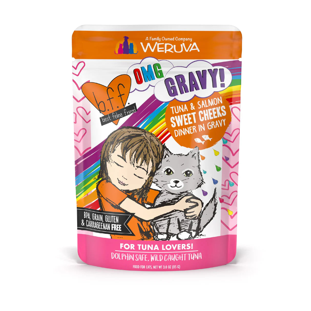 Weruva BFF OMG GRAVY Tuna & Salmon Dinner in Gravy Wet Cat Food Pouch, 3-oz