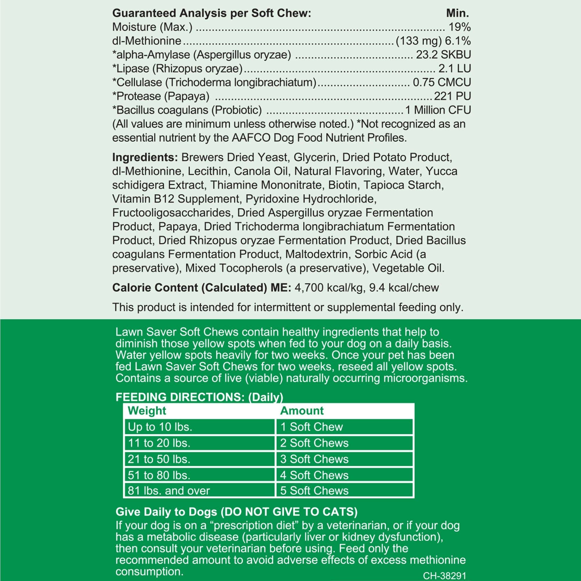 Chew + Heal Lawn Saver Chews For Dogs - Dog Urine Grass Saver - 120 Soft Chews