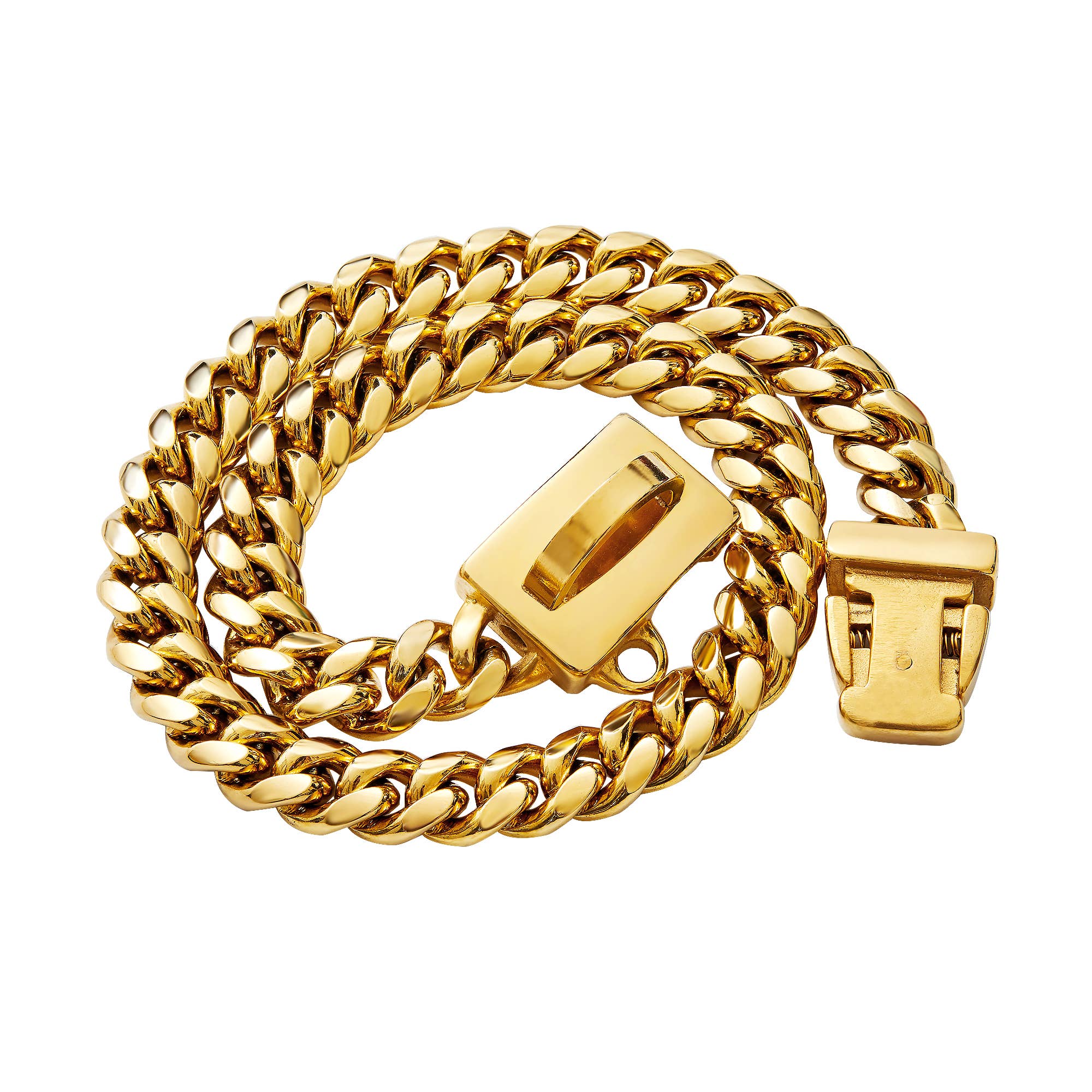 Vudeco Tarvos Gold Chain Dog Collar with Secure Snap Buckle 10mm