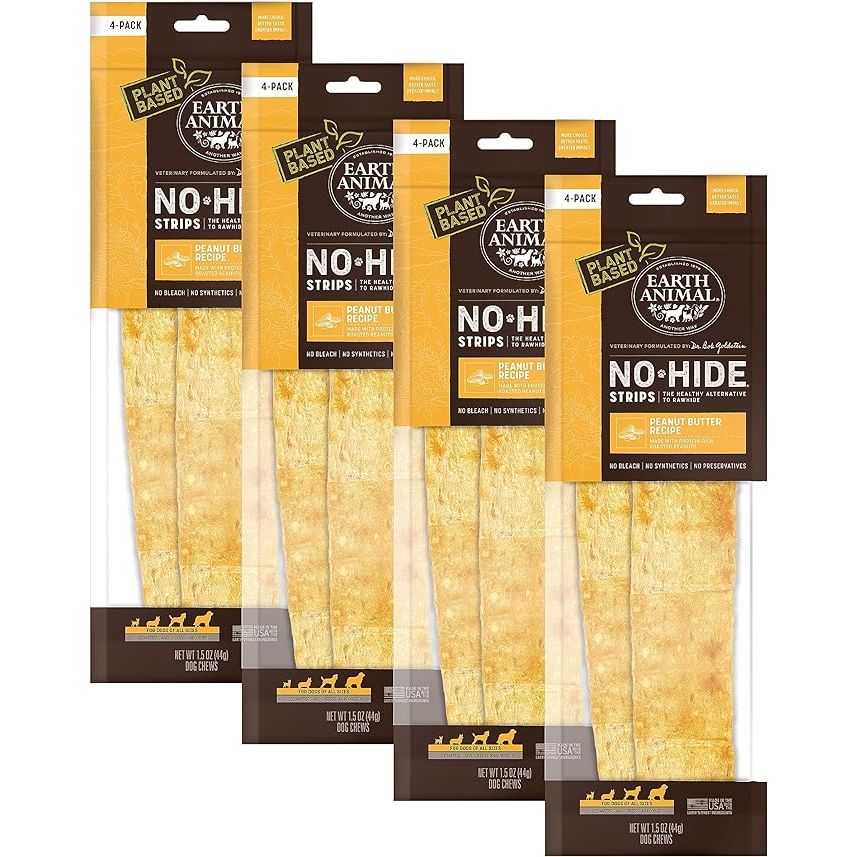 Earth Animal Dog No Hide Peanut Butter Strips 4-Pack