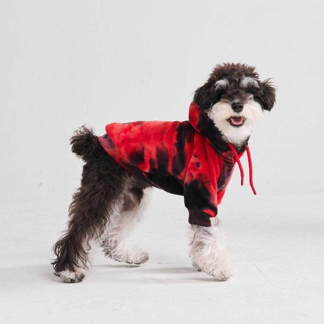 Sparkpaws Red & Black Velvet Dog Hoodie