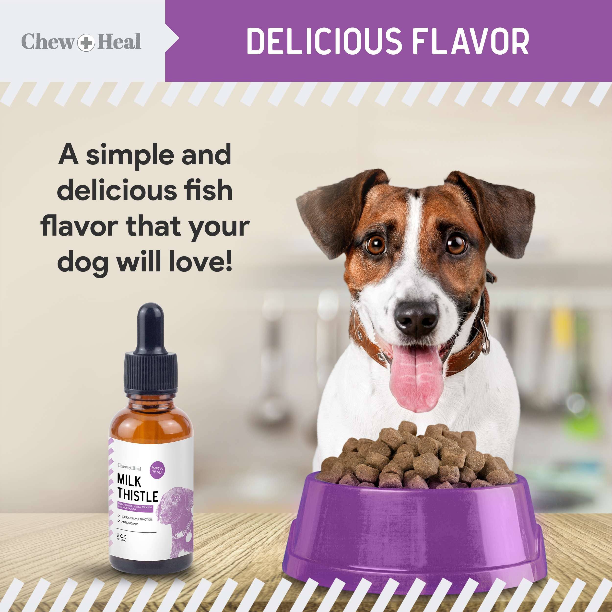 Chew + Heal Milk Thistle Tincture with Moringa & Salmon Oil for Dogs