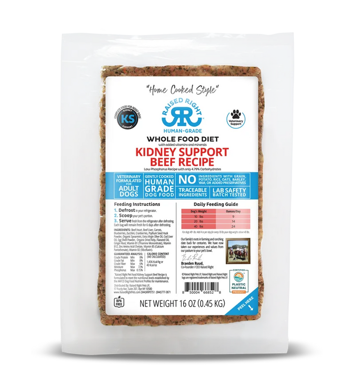 Raised Right Dog Kidney Support Beef Frozen 1lb