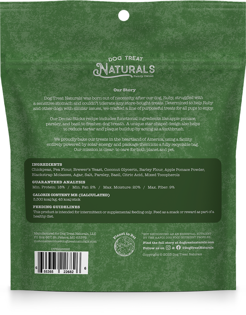 Dog Treat Naturals Dental Sticks Chickpea & Basil