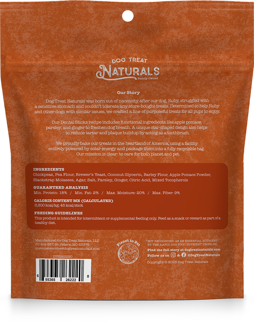 Dog Treat Naturals Dental Sticks Chickpea & Ginger