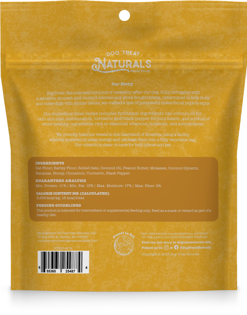 Dog Treat Naturals Superfood Bites Peanut Butter & Banana