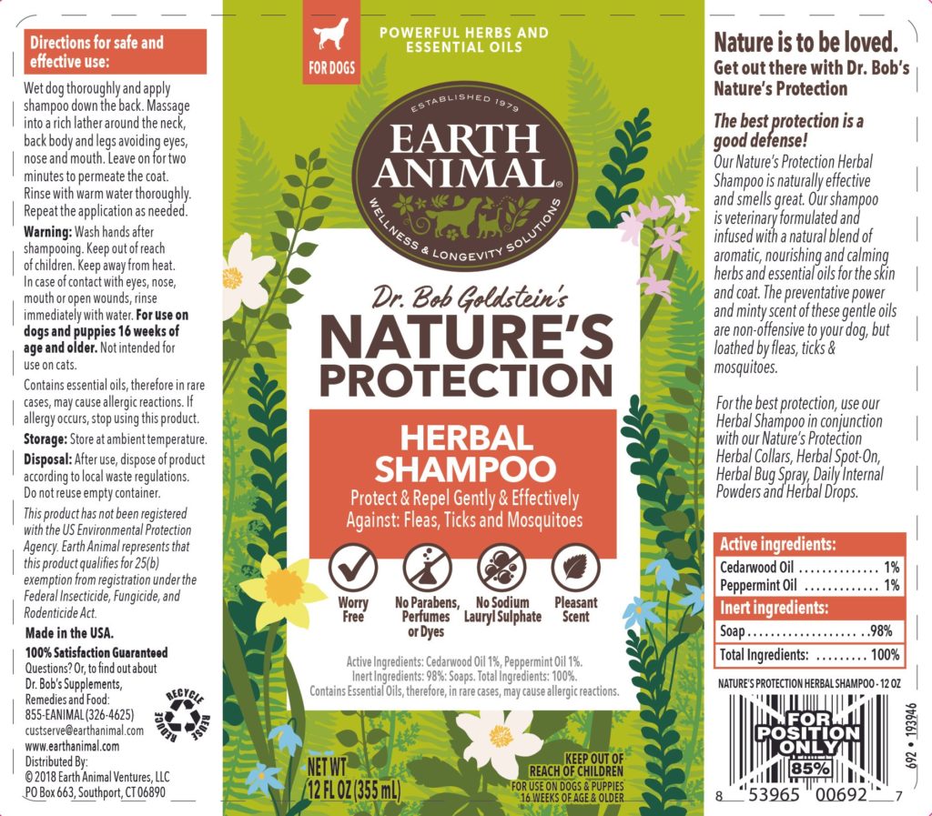 Earth Animal Natures Protection Flea Tick Shampoo 12oz