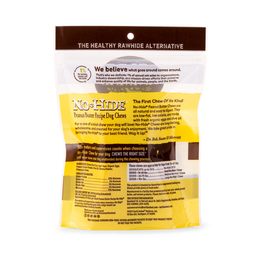 Earth Animal Dog No Hide Peanut Butter Chews 4" 2-Pack