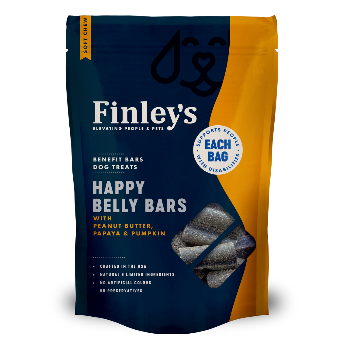 Finley's Dog Soft Benefit Bars Happy Belly Treat 6oz