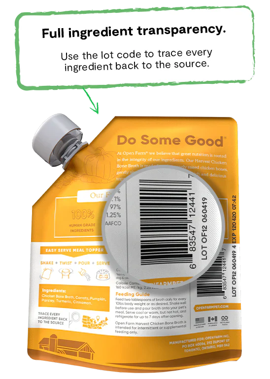 Open Farm Harvest Chicken Bone Broth 32oz.